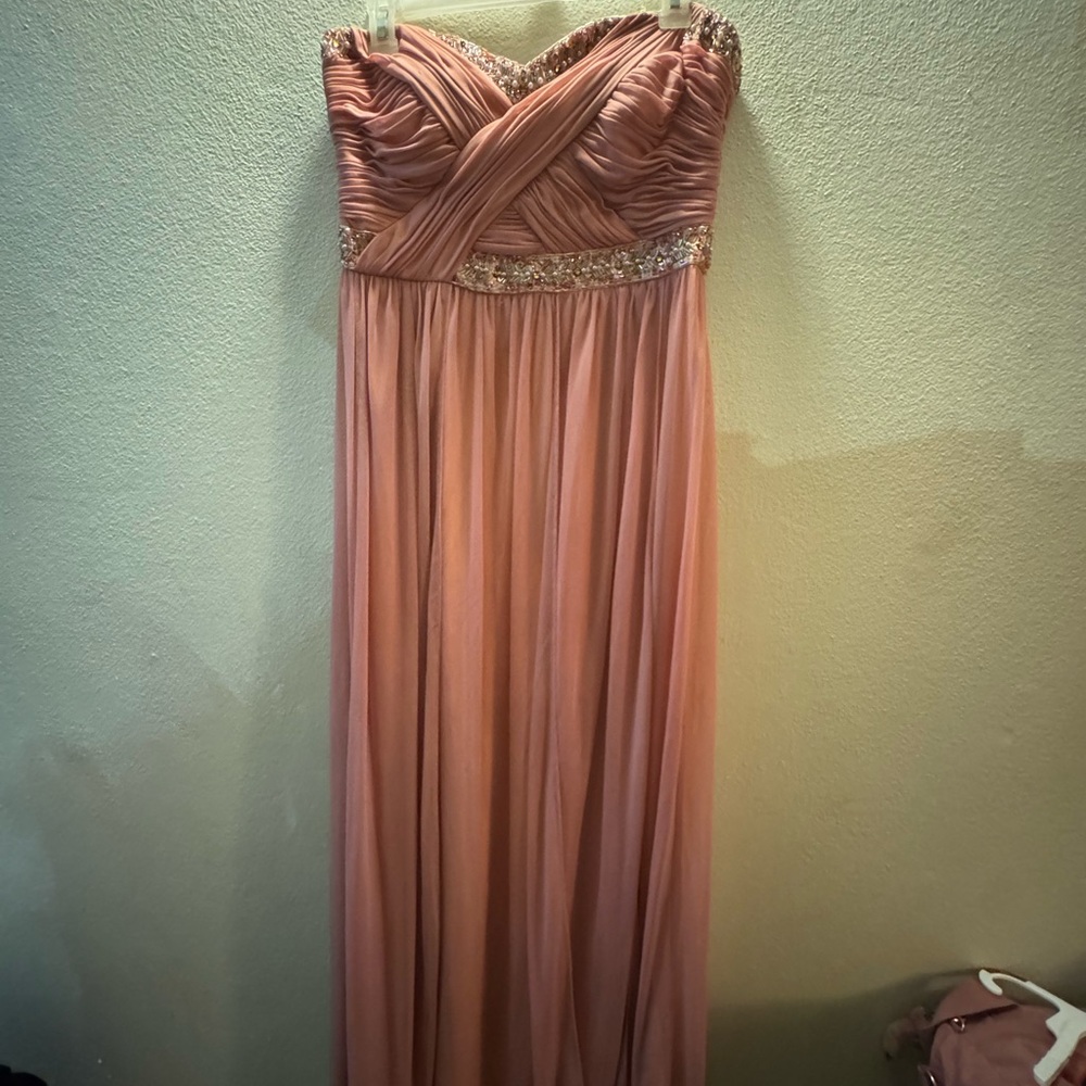 Dusty Rose Strapless Formal Gown